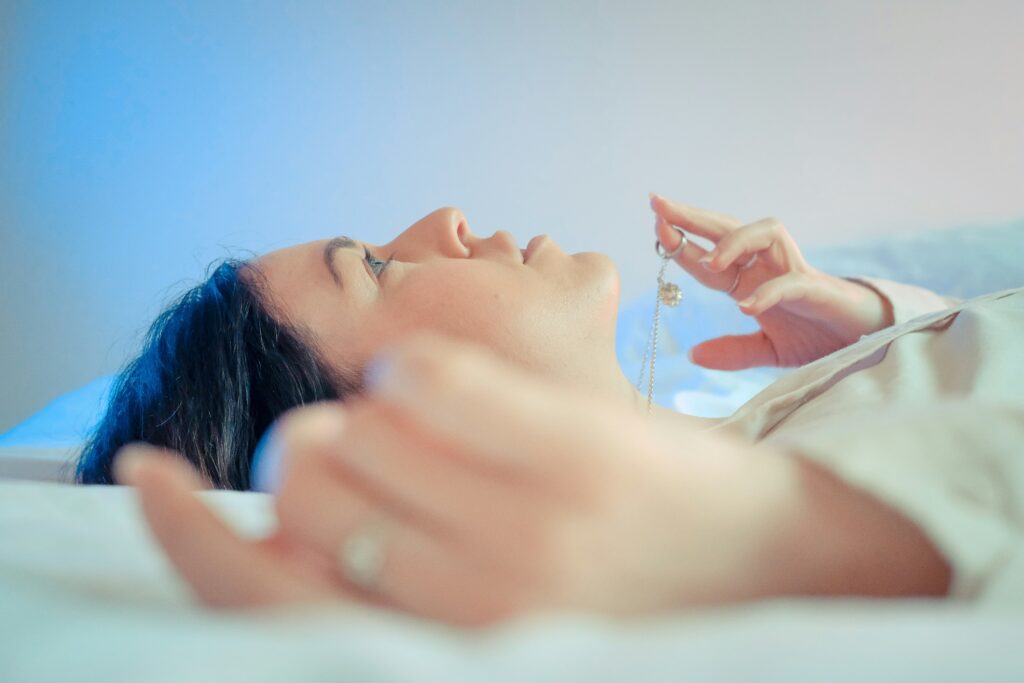 A woman lying in bed